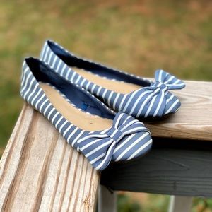 Time and Tru Striped Bow Flats